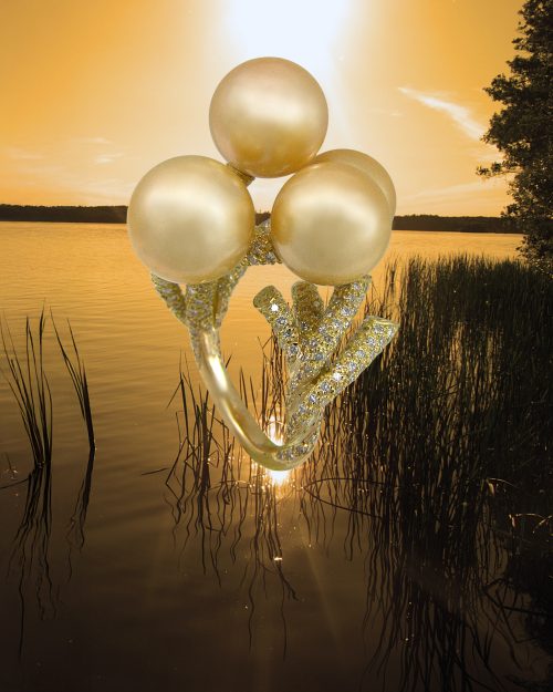 Bague en or jaune, diamants et perle or des mers du Sud – Réf. 07.03.208